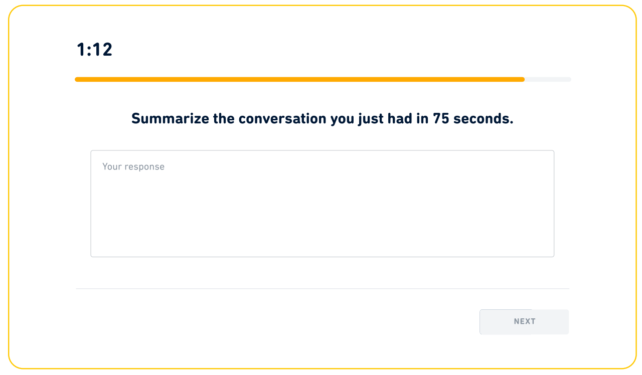 Screenshot of the "Summarize the Conversation" question