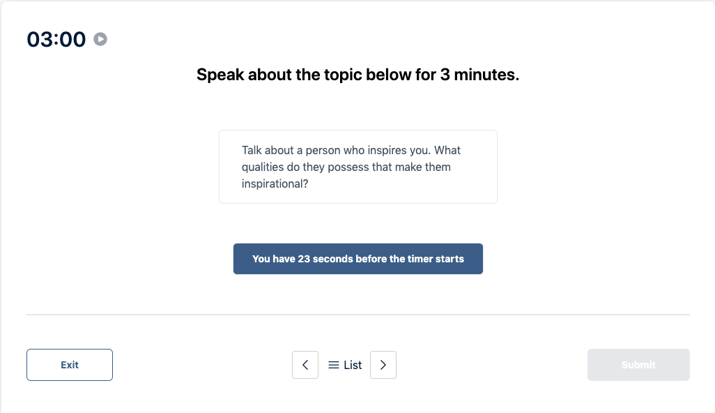 Duolingo English Test "Speaking Sample" Practice Question 3