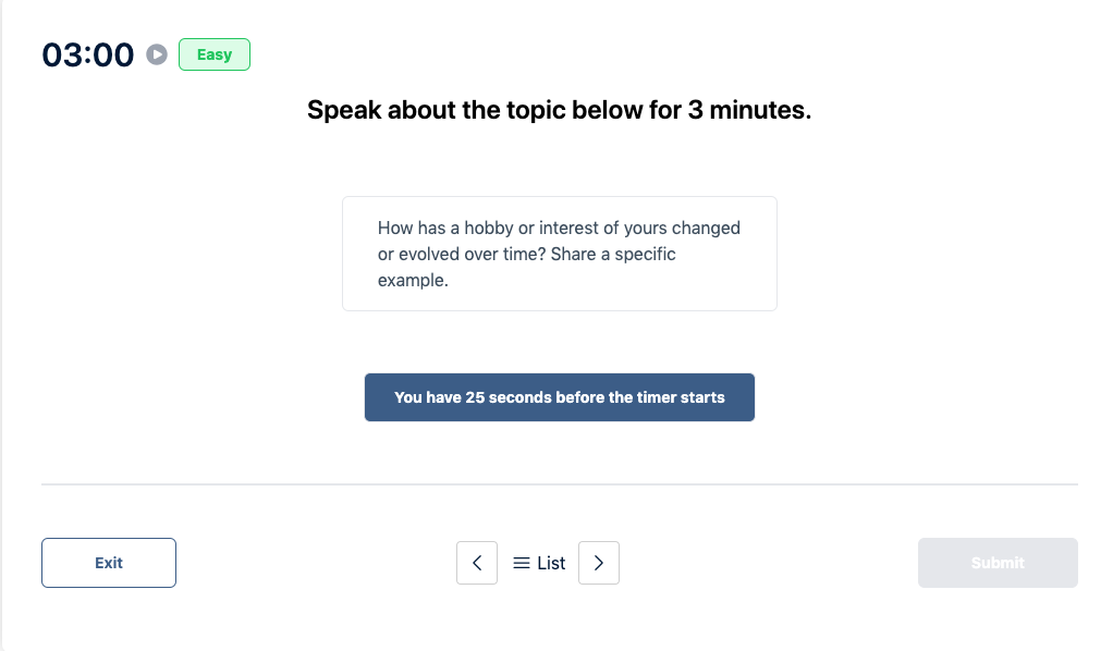 Duolingo English Test "Speaking Sample" Practice Question 46
