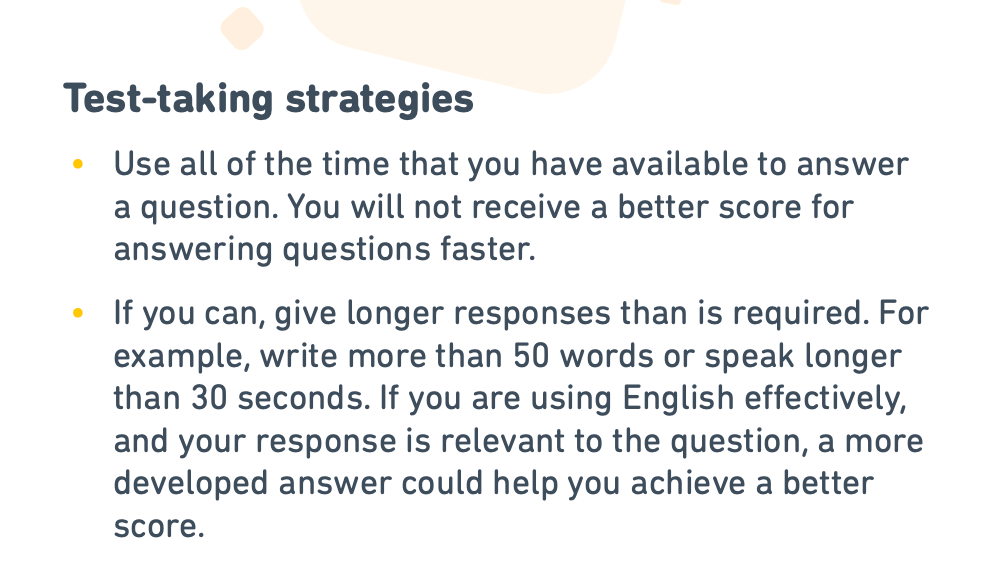 Excerpt from the official guide to the Duolingo English Test