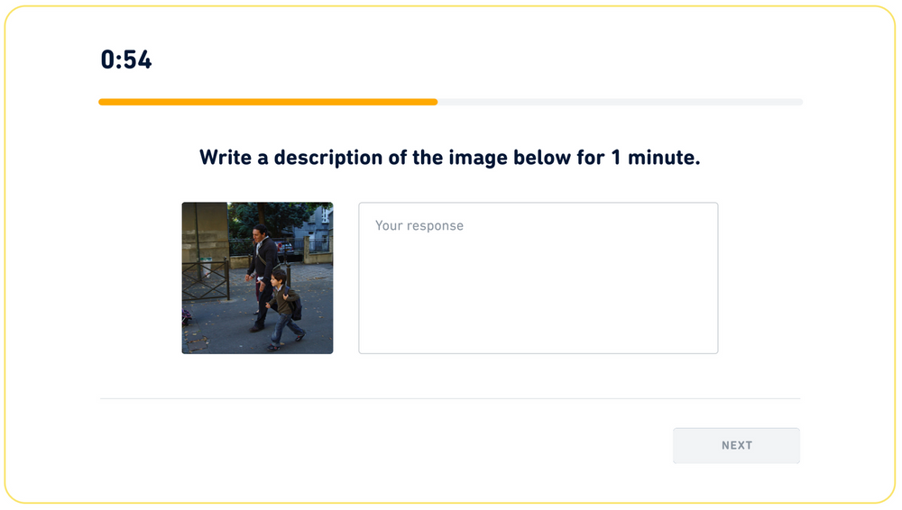 "Write About the Photo" question type on the Duolingo English Test