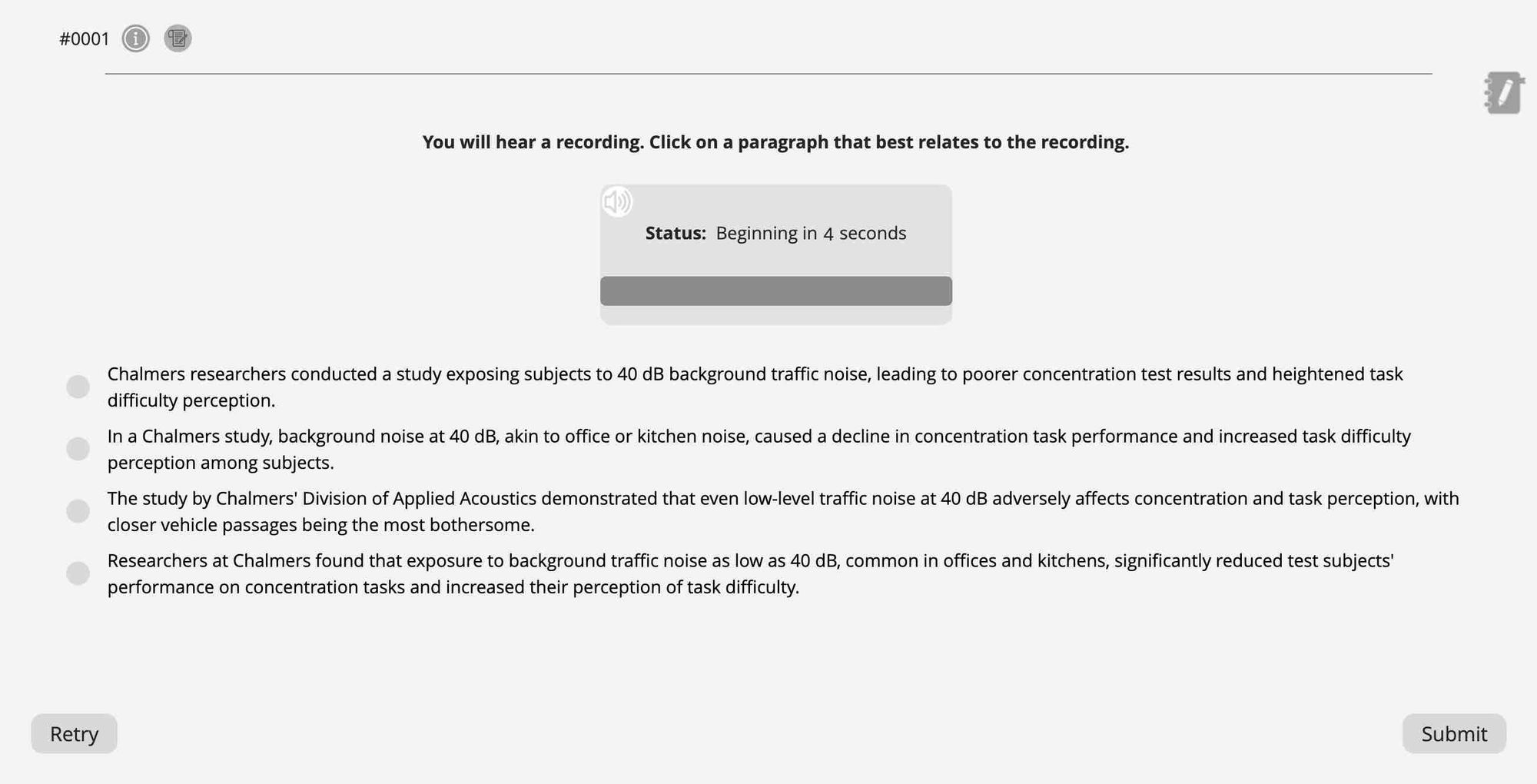 Example of the Highlight Correct Summary question type on the Pearson Test of English Academic