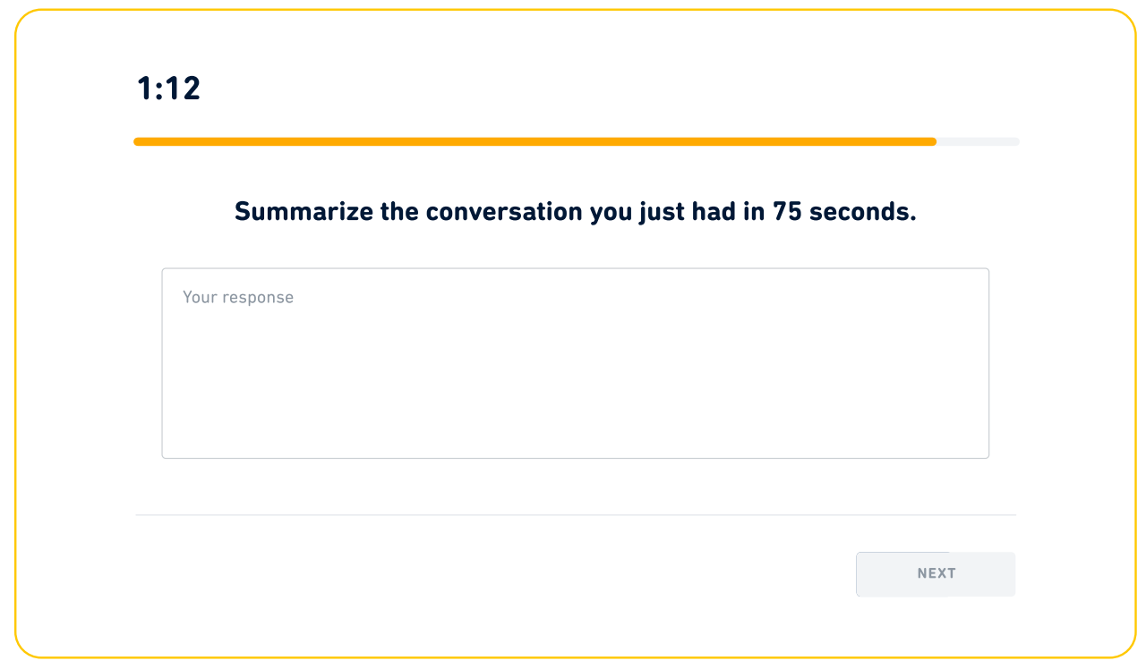 The Summarize the Conversation question type on the Duolingo English Test