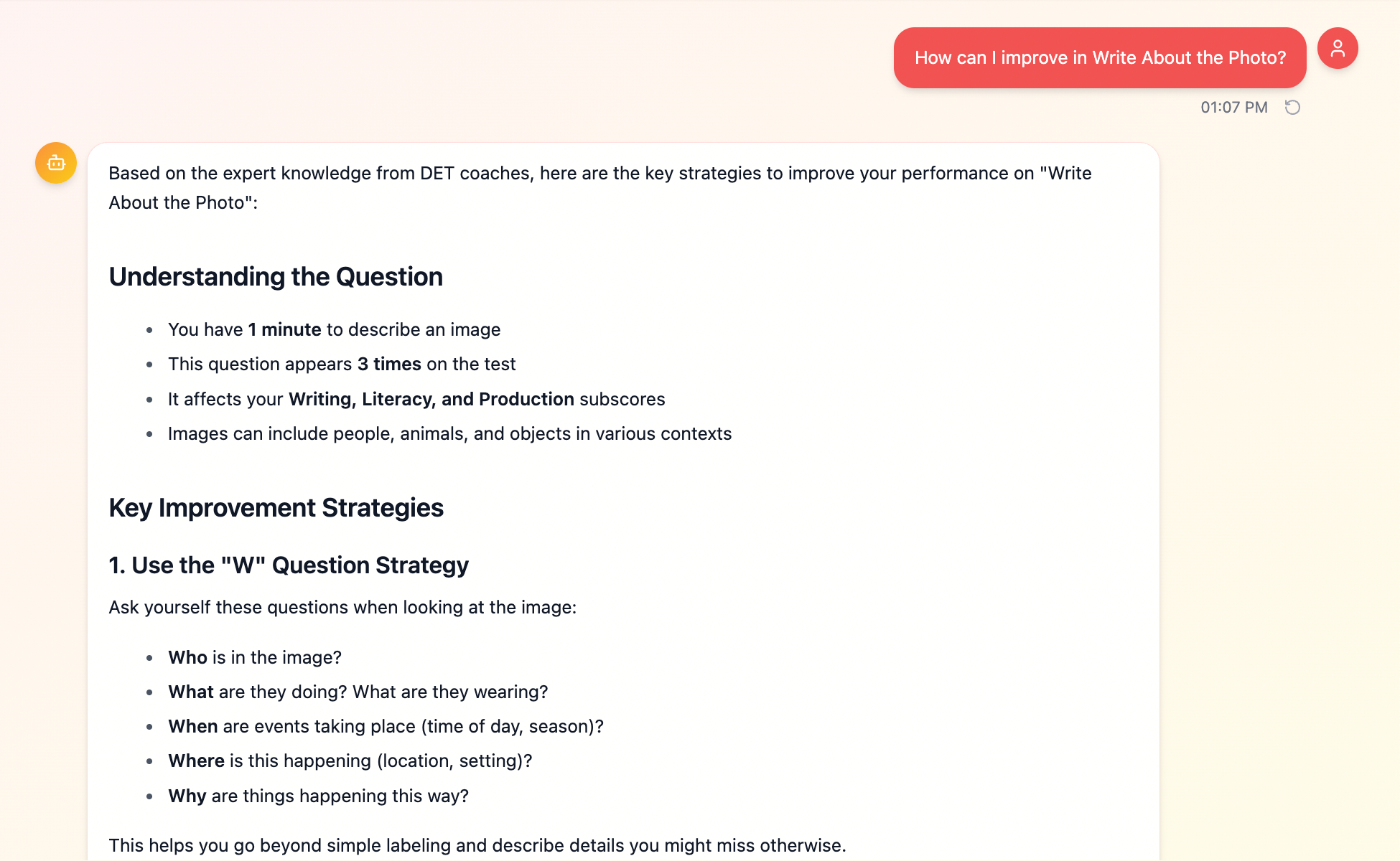 Example of a ChatDET conversation