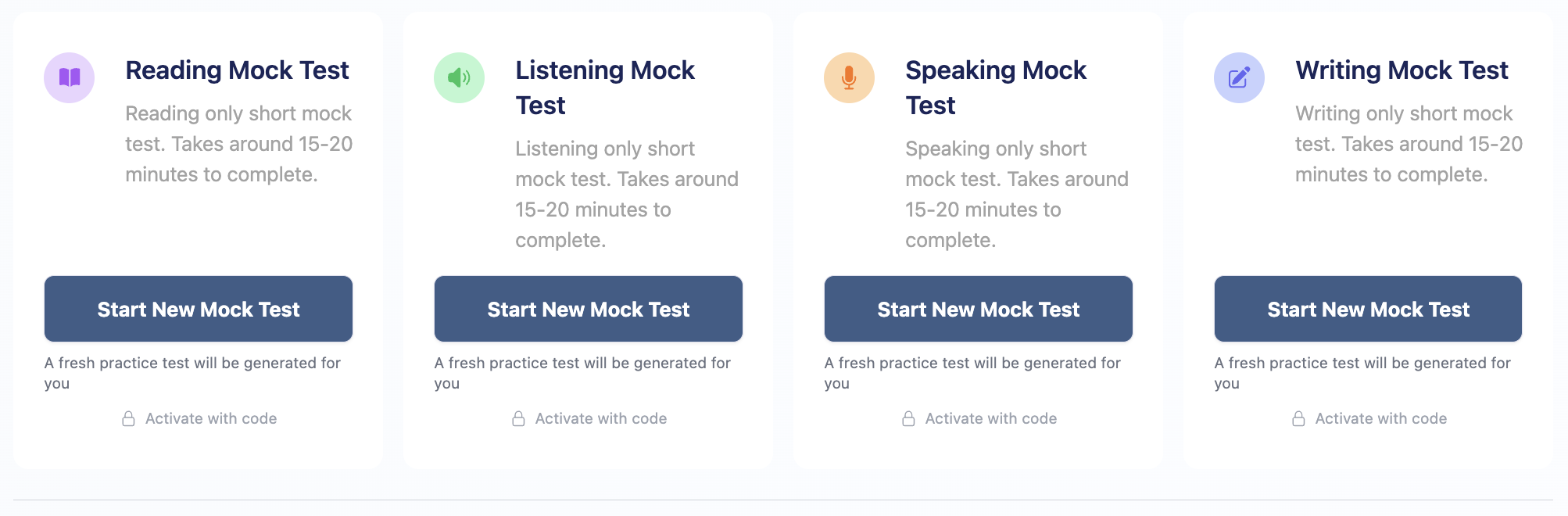 Screenshot showing Arno's mini mock tests