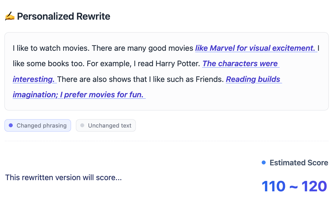 Screenshot of Arno's Personalized Rewrite